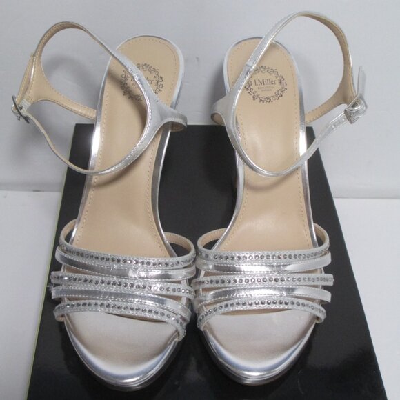 I. Miller Womens 9.5 Sylas Silver Pump Sandals Formal Party Wedding NEW - Picture 2 of 11